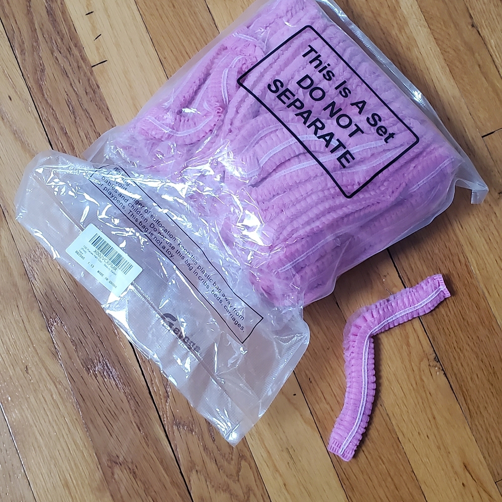 Pink Elastic Hair Net Bonnets